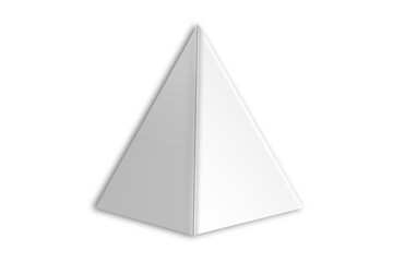 Blank white pyramidal tea box mockup isolated on white background. 3d rendering.