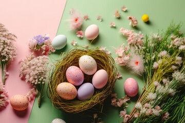 Fototapeta na wymiar Easter Eggs, Generative AI