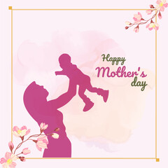 Happy Mothers Day Wishes Abstract Floral Design Template
