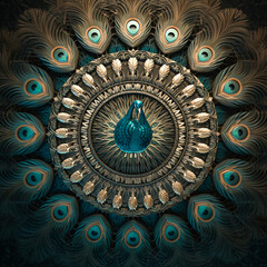 The Majestic Peacock in Mandala Art. Generative AI.