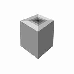 Cube icon abstract illustration design vector in silver color 3d style