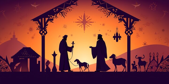 holy family, wise men, and star of Bethlehem, Generative AI