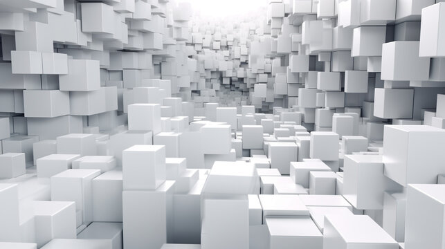 abstract background 3drender white cubes © iv work