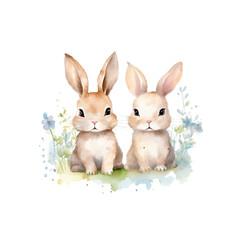 rabbit watercolor colors for kids simple drawing childish cute