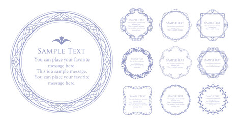 高級感のあるビンテージ調のフレームデザインセット　罫線　枠　ウエディング　ビンテージ　アンティーク