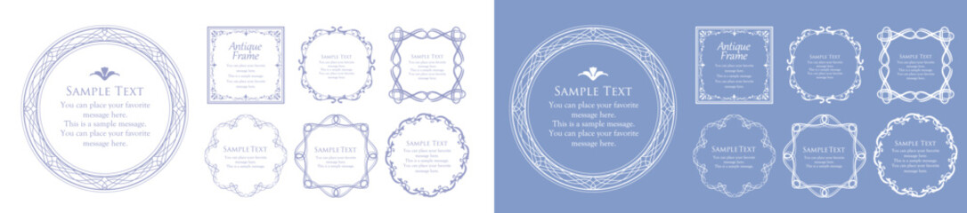 高級感のあるビンテージ調のフレームデザインセット　罫線　枠　ウエディング　ビンテージ　アンティーク