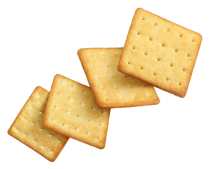 Flying delicious crackers cut out