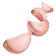 Flying delicious garlic cloves, cut out