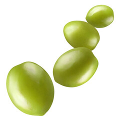 Flying delicious green olives, cut out