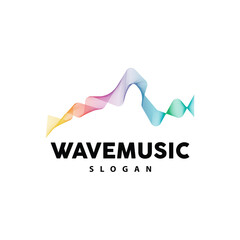 Music Wave Logo, Simple Elegant Gradient Line Design, Music Equalizer Vector, Symbol Template Icon