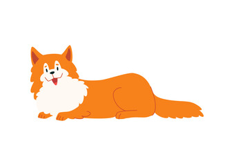 Friendly dog vector illustration. Funny puppy drawn in a flat style isolated on a white background.