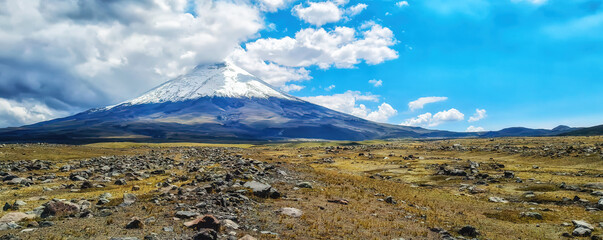 View towards Cotopaxi Volcano, Cotopaxi National Park, Cotopaxi Province, Ecuador, South America