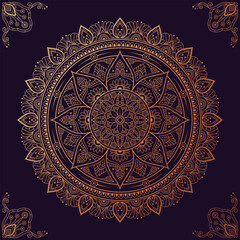 Elegant ornamental Golden Mandala Ornament Pattern design vector illustration on dark background