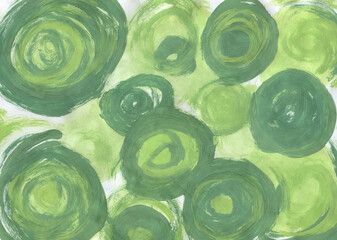 Hand Painted Abstract Watercolor Background. Watercolor Green Circle Abstract Designs. Paint Green Circle Texture Background. - obrazy, fototapety, plakaty