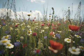 A blossoming meadow during the spring season.. AI Generated 