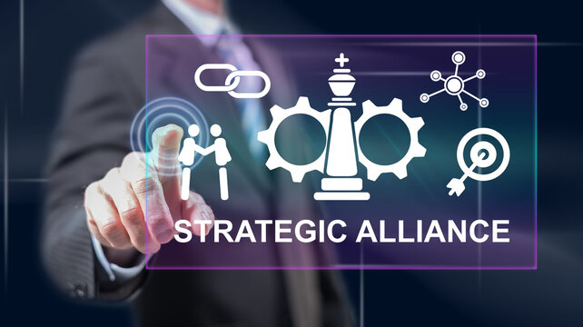 Man touching a strategic alliance concept