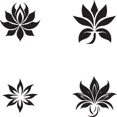 Fototapeta na wymiar Flowers logo set, flowers icon set isolated on a white background, Vector, Illustration, SVG