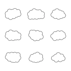 Fototapete Rund weather icon, clouds vector bundle, Sky Clouds Clipart, black and White clouds eps, Cartoon Clouds bundle, line Art Candy clouds graphics vector, outline rain clouds vector silhouette © Nurearth