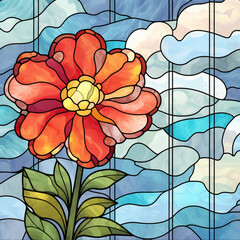 Whimsical flower. Stained glass collection. 