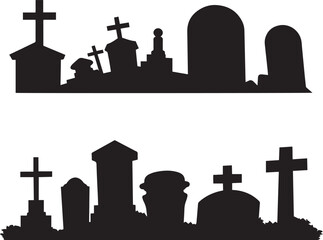 Sketch grave or cemetery, resting place, Old murble stone tombstone with christian cross, vector illustration, SVG