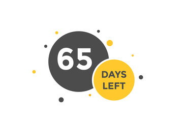 65 days Left countdown template. 65 day Countdown left banner label button eps 10