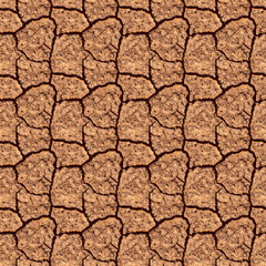 Dry cracked land surface texture seamless pattern