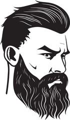 Brutal man, man with beard and hair, barbershop logo, vector illustration, SVG