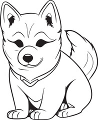 Anime dog in cartoon style, anime dog, coloring page, vector Illustration, SVG