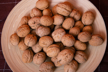 Walnuts are on the table. Wholesome food and healthy lifestyle.