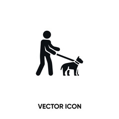 Leashed dog vector icon. Modern, simple flat vector illustration for website or mobile app. Walking with the dog symbol, logo illustration. Pixel perfect vector graphics	