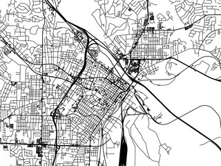 Vector road map of the city of  Macon Georgia in the United States of America on a white background.
