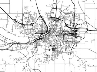 Vector road map of the city of  Mankato Minnesota in the United States of America on a white background.