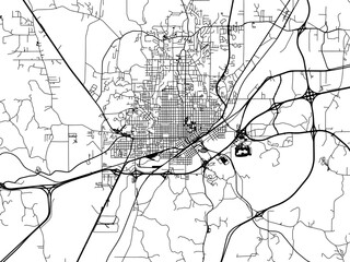 Vector road map of the city of  Meridian Mississippi in the United States of America on a white background.