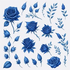 An illustration clip art of a watercolor rose with assorted designs