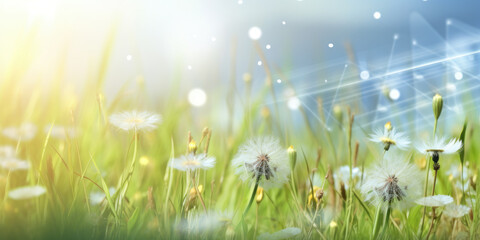 banner of spring or summer background with plants and flowers. generative ai