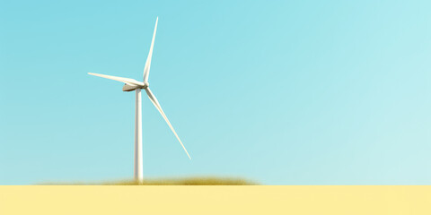 renewable and green energy background with wind turbines banner. generative ai