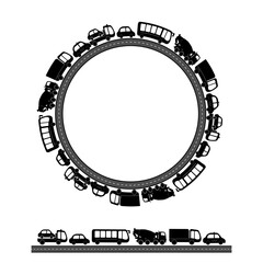 Vector round black frame with road and cars - 601017959