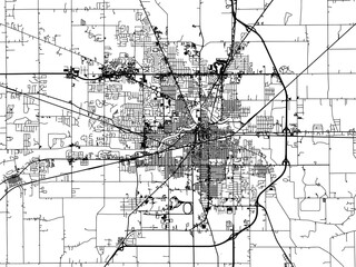 Vector road map of the city of  Muncie Indiana in the United States of America on a white background.
