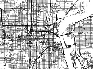 Vector road map of the city of  Omaha Center Nebraska in the United States of America on a white background.