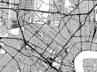 Vector road map of the city of  New Orleans Center Louisiana in the United States of America on a white background.