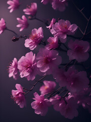 Fototapeta na wymiar A hyper realistic colorful sakura flowers. AI generated illustration