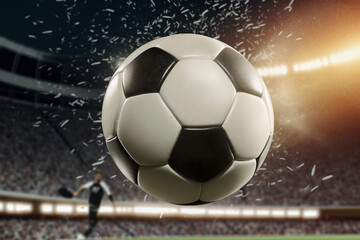 Fototapeta premium Anstoß - Fußball - Spielfeld -Stadion (Generative KI)