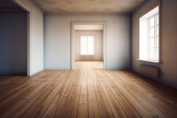 Obraz premium Empty Room Interior with wooden floor -Ai