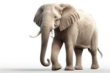 Elephant isolated on white background. Photorealistic generative art.
