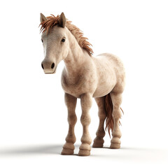 Naklejka premium Cute tiny horse isolated on white background. Photorealistic generative art.