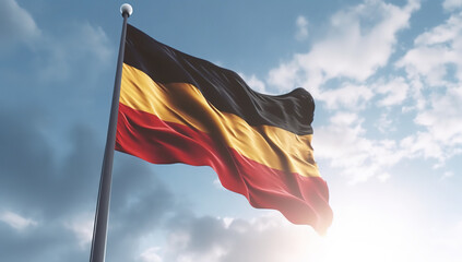 German flag against beautiful summer sky