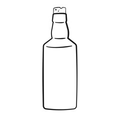 Bottle with cork outline. Cartoon. Vector illustration. Isolated on white background	