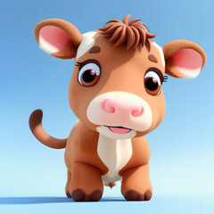 Naklejka premium Cartoon character cute calf. Generative AI.