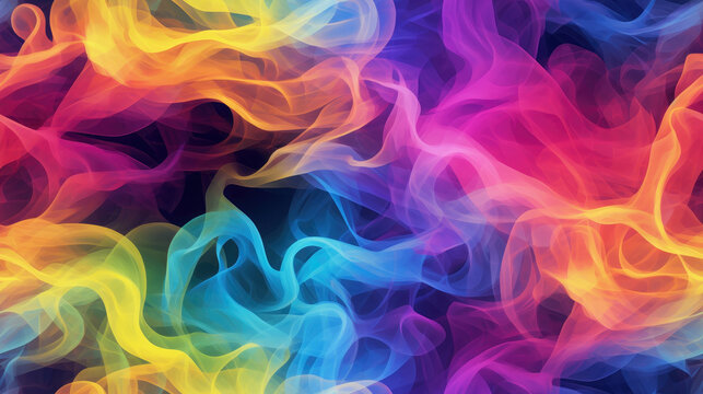 Seamless colorful smoke abstract pattern background. Generative AI
