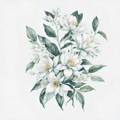 Illustration of jasmine flowers in assorted watercolors as a collage. AI Generated illustrations